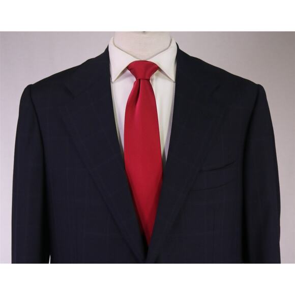 Sartoria Attolini Napoli Navy Blue Windowpane 2-Btn Super 150's Wool Suit 42L - Picture 3 of 11